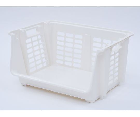 山善(YAMAZEN) 積み重ねバスケット 浅型 ホワイト YST-23(WH) 1個(ご注文単位1個)【直送品】