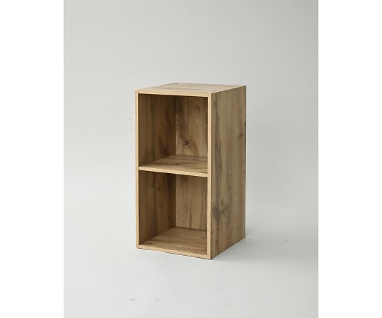 山善(YAMAZEN) すきま収納 カラーボックス本棚 スリムユニット 30cm×2段 SLU-60302(OAK3D) 1台(ご注文単位1台)【直送品】
