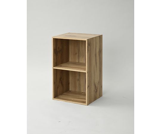 山善(YAMAZEN) すきま収納 カラーボックス本棚 スリムユニット 35cm×2段 SLU-60352(OAK3D) 1台(ご注文単位1台)【直送品】