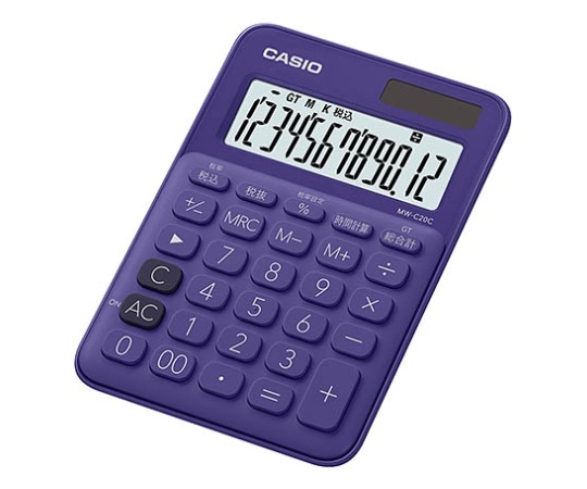 カシオ ミニジャスト型カラフル電卓(12桁) (パープル) MW-C20C-PL-N 1個(ご注文単位1個)【直送品】
