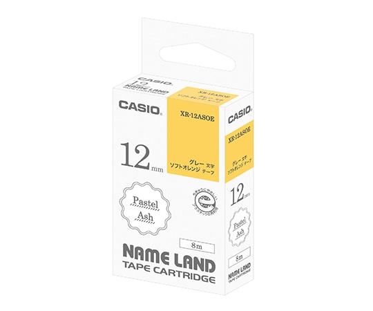 カシオ ネームランド用パステルテープ 12mm幅(ソフトオレンジ/グレー文字) XR-12ASOE 1個(ご注文単位1個)【直送品】