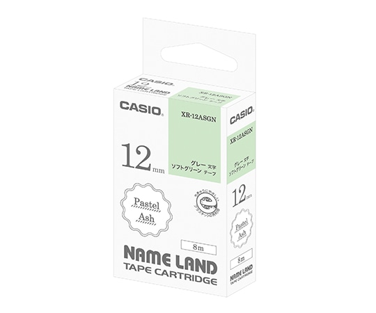 カシオ ネームランド用パステルテープ 12mm幅(ソフトグリーン/グレー文字) XR-12ASGN 1個(ご注文単位1個)【直送品】