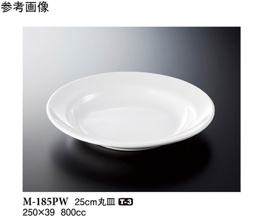 スリーライン 25cm 丸皿 パルホワイト 5個入 M-185PW 1袋（ご注文単位1袋）【直送品】