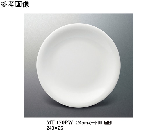 スリーライン 24cm ミート皿 パルホワイト 10個入 MT-170PW 1袋（ご注文単位1袋）【直送品】