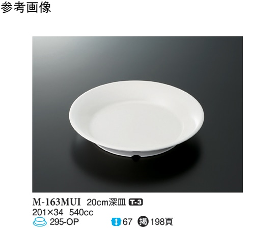 スリーライン 20cm 深皿 ミューズ 60個入 M-163MUI 1ケース（ご注文単位1ケース）【直送品】