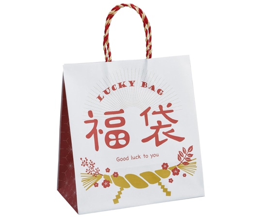 アズワン 福袋手提げ紙袋 しめ飾り おしゃれ 26×15×28cm 50枚入 38-151-6-2 1個(ご注文単位1個)【直送品】