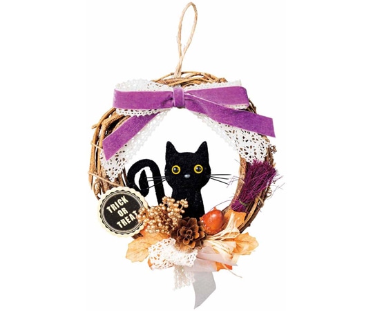 アズワン ハロウィン黒ネコミニリース 小 37-9-4-1 1個（ご注文単位1個）【直送品】