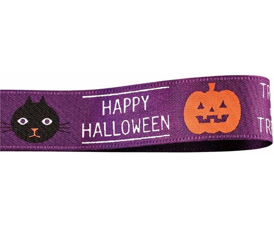 アズワン リボン ハロウィンデザインハロウィン パープル 37-40-8-8 1個（ご注文単位1個）【直送品】