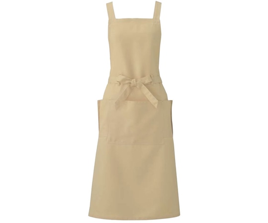 KAZEN 胸当てエプロン ベージュ M APK494-12 M 1枚(ご注文単位1枚)【直送品】