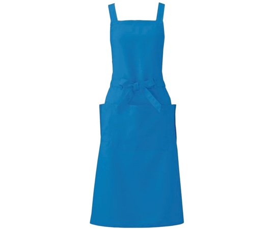 KAZEN 胸当てエプロン ブルー L APK494-21 L 1枚(ご注文単位1枚)【直送品】