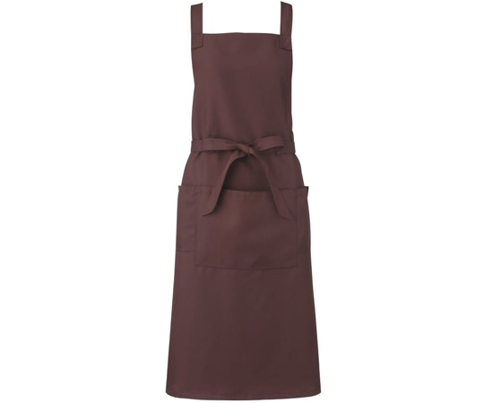 KAZEN 胸当てエプロン ブラウン M APK494-33 M 1枚(ご注文単位1枚)【直送品】