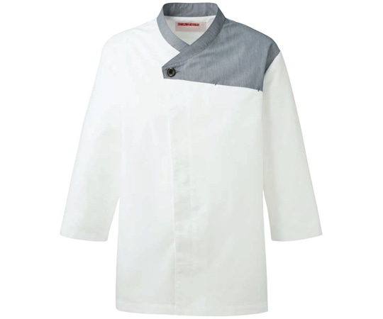 KAZEN 和風シャツ 白xグレー S APK553-10 S 1枚（ご注文単位1枚）【直送品】