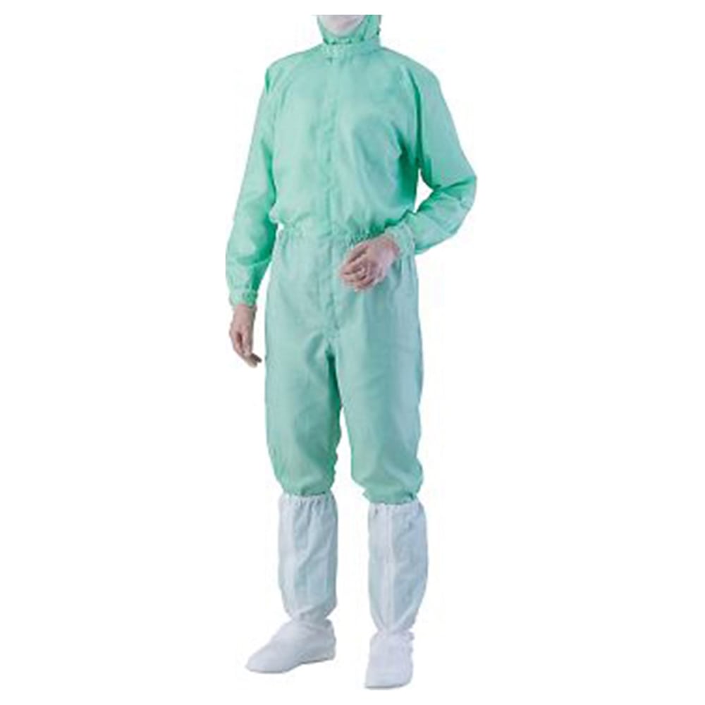 アズワン 異物混入対策ツナギ服 AS1402(男女兼用･腰裏付) グリーン M 1着 (ご注文単位1着)【直送品】