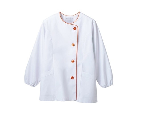 住商モンブラン 調理衣 レディス 長袖 白/オレンジ 1-041 S 1枚（ご注文単位1枚）【直送品】