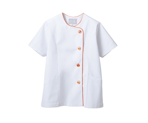 住商モンブラン 調理衣 レディス 半袖 白/オレンジ 1-042 S 1枚（ご注文単位1枚）【直送品】