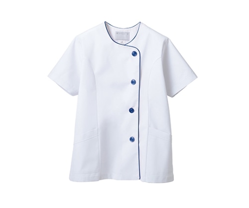 住商モンブラン 調理衣 レディス 半袖 白/紺 1-044 S 1枚(ご注文単位1枚)【直送品】