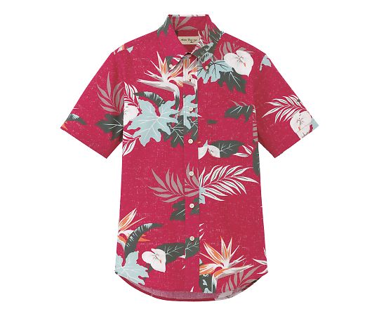 FACE アロハシャツ(リーフ柄) レッド 3L FB4518U-3 3L 1枚（ご注文単位1枚）【直送品】