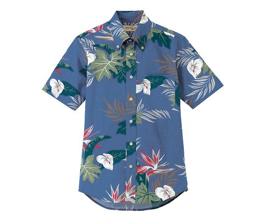 FACE アロハシャツ(リーフ柄) ネイビー S FB4518U-8 S 1枚（ご注文単位1枚）【直送品】