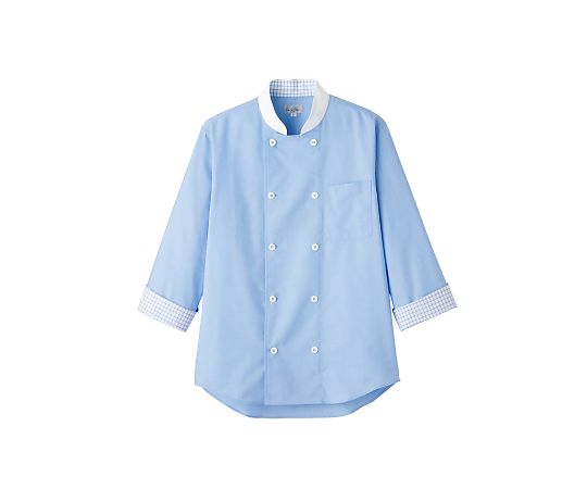 FACE コックシャツ(ユニセックス) ブルー×ブルー L FB4522U-7 L 1枚（ご注文単位1枚）【直送品】