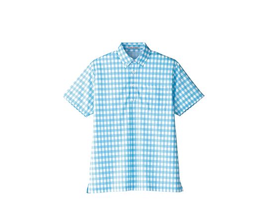 FACE チェックプリントポロシャツ ブルー LL FB4523U-7 LL 1枚（ご注文単位1枚）【直送品】