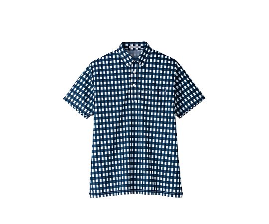 FACE チェックプリントポロシャツ ネイビー L FB4523U-8 L 1枚（ご注文単位1枚）【直送品】
