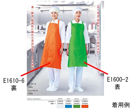 ワコウ インナードライエプロン たすき掛け ブルー E1600-1 1枚（ご注文単位1枚）【直送品】