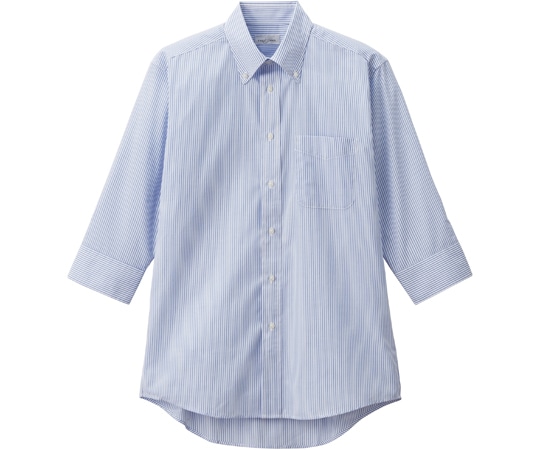 ボンマックス ユニセックスボタンダウン七分袖シャツ ブルー 4L FB4564U-7 4L 1枚（ご注文単位1枚）【直送品】