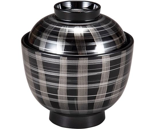 福井クラフト 耐熱一口小吸椀 銀格子内黒 30044510 1個（ご注文単位1個）【直送品】