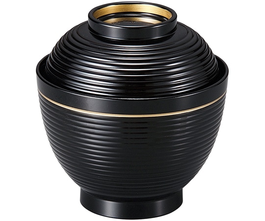 福井クラフト 耐熱3.3寸 玉子千筋椀 黒高台内金 内黒 37001530 1個（ご注文単位1個）【直送品】