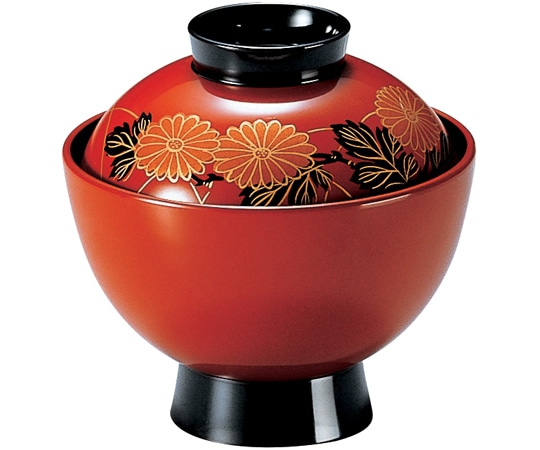 福井クラフト 耐熱3.5寸 雅小吸椀 朱/菊 内黒 33020730 1個（ご注文単位1個）【直送品】