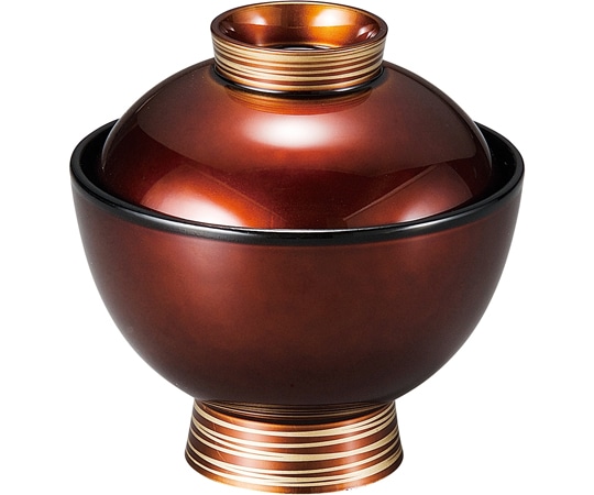 福井クラフト 耐熱3.5寸 雅小吸椀 白檀ツマミ金ライン 内黒 37001550 1個（ご注文単位1個）【直送品】