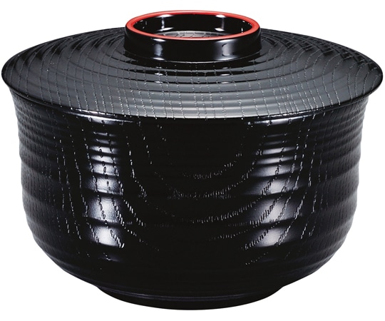 福井クラフト TA百合型乱筋飯器 黒蓋天朱(内黒 33011580 1個（ご注文単位1個）【直送品】