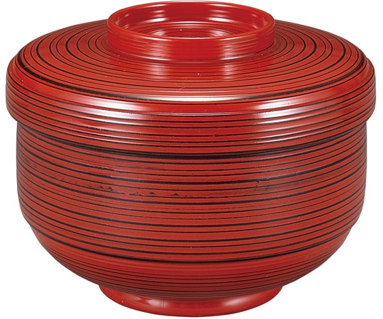 福井クラフト 耐熱 φ乱筋飯器 根来内朱 30046030 1個（ご注文単位1個）【直送品】