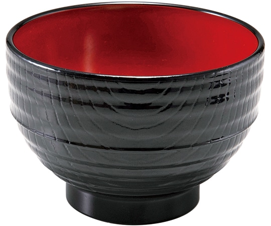 福井クラフト 耐熱10.0スタック木目汁椀 黒内朱 30000650 1個（ご注文単位1個）【直送品】