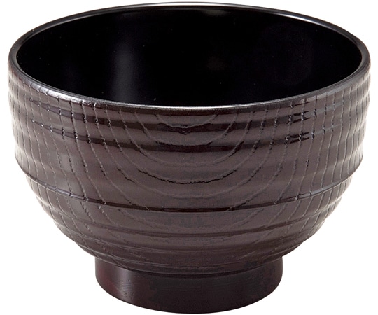 福井クラフト 耐熱10.0スタック木目汁椀 新溜内黒 30000670 1個（ご注文単位1個）【直送品】