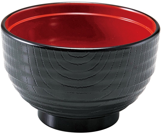 福井クラフト 耐熱10.5段付スタック木目汁椀 黒内朱 30120412 1個（ご注文単位1個）【直送品】
