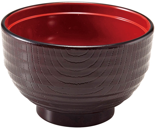 福井クラフト 耐熱10.5段付スタック木目汁椀 新溜内朱 30120422 1個（ご注文単位1個）【直送品】