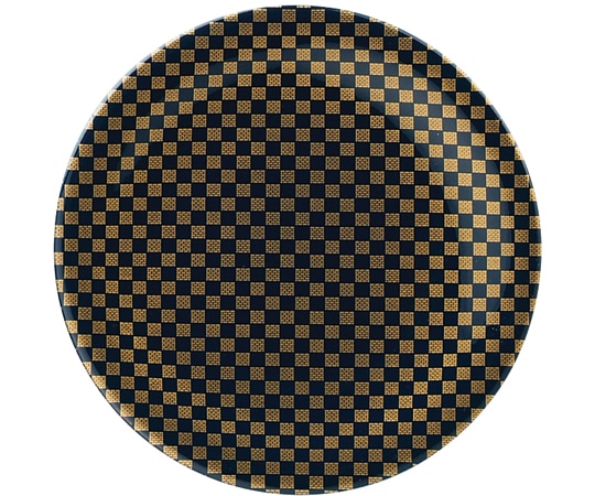 福井クラフト A150丸寿司皿 紺 市松金粉蒔 12040160 1個（ご注文単位1個）【直送品】