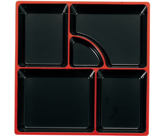 福井クラフト 耐熱8.5寸 松花堂 幕の内仕切 黒天朱 21004440 1個（ご注文単位1個）【直送品】