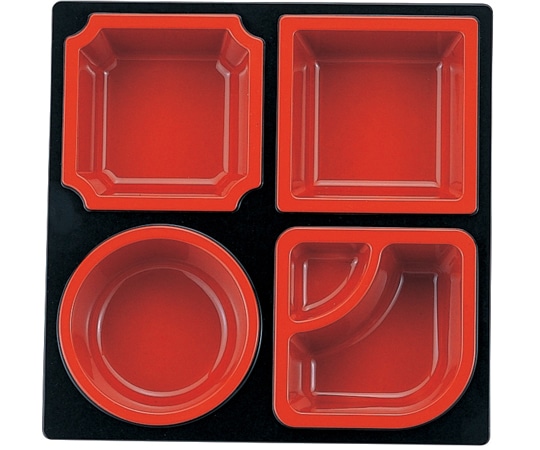 福井クラフト 8.5 松花堂 B仕切 黒内朱 70001630 1個（ご注文単位1個）【直送品】