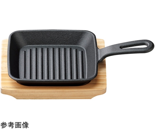 福井クラフト フライパン型角鉄皿19cm(木台付) 91021300 1個（ご注文単位1個）【直送品】