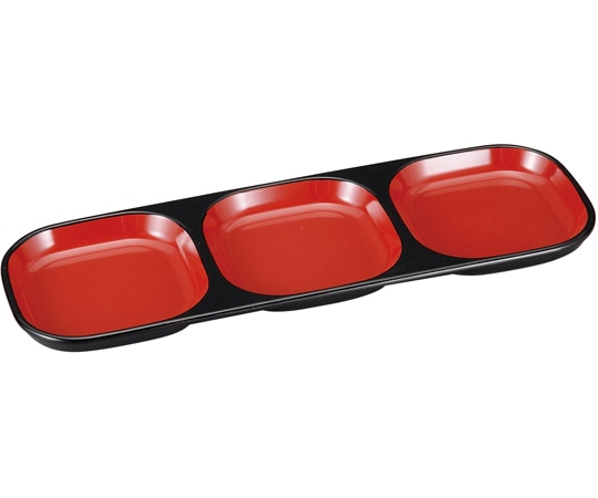 福井クラフト 渕丸3点薬味皿 朱天黒 45151852 1個（ご注文単位1個）【直送品】