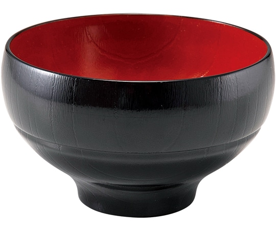 福井クラフト 耐熱ひょっとこ汁椀 黒内朱 30120470 1個（ご注文単位1個）【直送品】