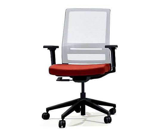 エスコ ビジネスチェアー(肘付/グレー/レッド) EA956XA-208 1個(ご注文単位1個)【直送品】