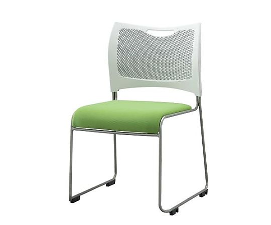 エスコ スタッキングチェアー(ホワイト/グリーン) EA956XF-21 1個(ご注文単位1個)【直送品】