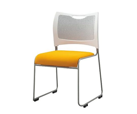 エスコ スタッキングチェアー(ホワイト/オレンジ) EA956XF-31 1個(ご注文単位1個)【直送品】
