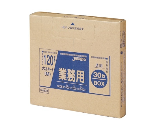 ジャパックス ダストカートM120L BOXタイプ LLDPE 透明 0.04mm 1ケース(30枚×6冊入) DKB93 1ケース(ご注文単位1ケース)【直送品】