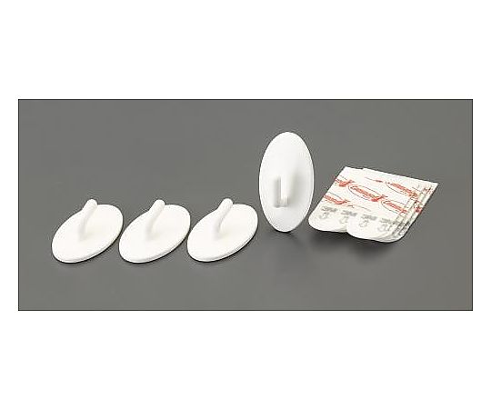 エスコ 39x22mm 小物用フック(粘着付/アイボリー/4個) EA638LM-6 1袋(ご注文単位1袋)【直送品】