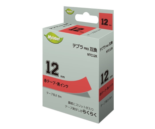 NinestAO テプラ互換テープ 赤地ラベル 12mm 黒文字 8m 20個入 NTC12R 1箱(ご注文単位1箱)【直送品】