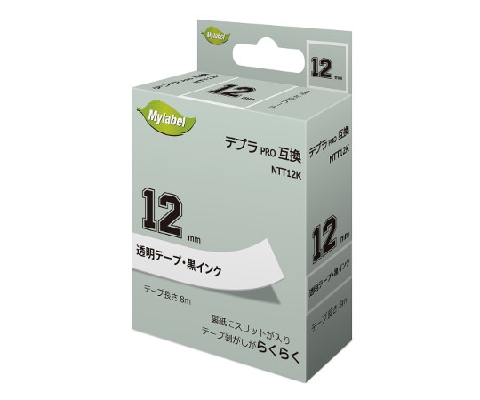 NinestAO テプラ互換テープ 透明地ラベル 12mm 黒文字 8m 20個入 NTT12K 1箱(ご注文単位1箱)【直送品】